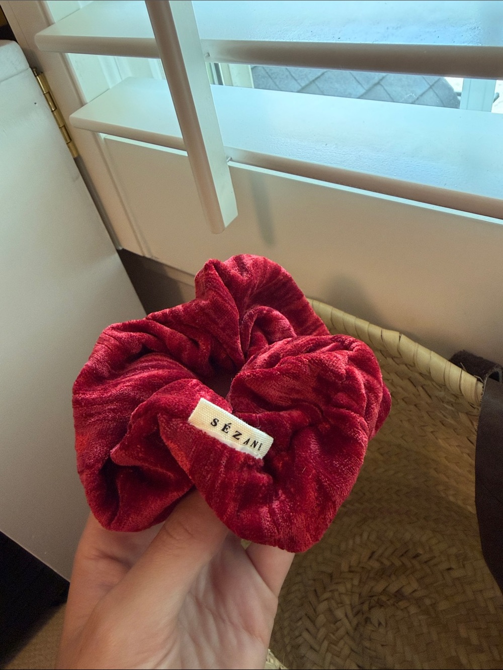 Sézane Velvet Red Scrunchie